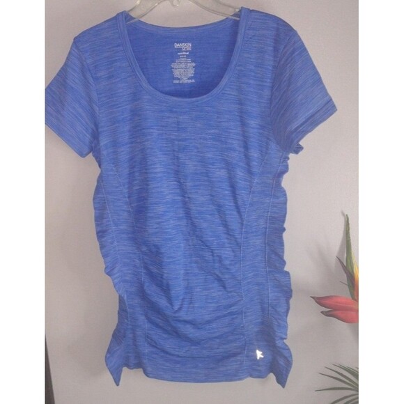 Danskin Now Womens Shirt Semi Fitted Blue Short Sleeve - Picture 1 of 7